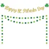 Украшение вечеринки Святого Патрика День Золотой блеск счастливого баннера Зеленый Счастливый Клевер Гарленда для ирландских национальных принадлежностей