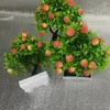 Fleurs décoratives Simulation bonsaï en plastique en pot artificiel pêche arbre fruitier délicat léger Faux fournitures ménagères