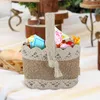 Emballage cadeau mariage dentelle toile de jute fleur panier lin cérémonie Banquet Table décoration bébé douche fête bonbons sacs faveurs