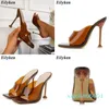 Sandals Brand Fashion Square Toe Slippers Women Women Summer Brown PVC Sandálias de geléia transparente Crystal Perspex Sales Bombas 230316