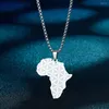 Anhänger Halsketten QIAMNI Edelstahl Afrika Karte Blume des Lebens Mutterland Halsband Halskette für Frauen Männer Schmuck Geschenke