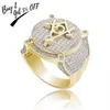 Band Rings TOPGRILLZ Hip Hop Gold Color Plated Brass Iced Out Micro Pave Cubic Zircon Masonic Ring Charm For Men Gifts With 7 8 9 2546