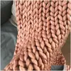 Blankets Knitting Throw Yarn Knitted Blanket Hand-Knitted Warm Chunky Knit Soft Thick Bky Sofa Throw1 Drop Delivery Home Garden Texti Dherw