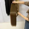 28inches Synthetic Ponytail Hair Extension Clip in Fake Hairpiece Blonde Wrap Around Pigtail Long Smooth Overhead Pony Tail