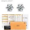 Orecchini a bottone EWYA 0,5-2 ct Moissanite Orecchini a vite D Colore Argento sterling 925 Orecchini con diamanti a 6 punte per le donne Gioielleria raffinata L231117