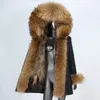 Femmes fourrure fausse longue veste d'hiver femmes imperméable Parka réel manteau capuche naturel raton laveur renard épais chaud vêtements d'extérieur détachable 231116