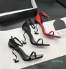 Kvinnor klänning skor höga klackar designer patent läder guldton trippel svart nuede röd