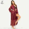 2023 New Fun Bathrobe Sexy Oil Oil Shining Lightgown Lace Long Long P6015