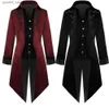 Men's Trench Coats Men Medieval Come Victorian Black Red Retro Patchwork Jacket Steampunk Trench Tuxedo Tailcoat Jacket Coat Gothic Overcoat Q231118