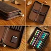 Pencil Bags Genuine Leather Pencilcase Holder For Pens Hold Handmade Nature Cowhide Pencil Case Zipper Office Stationery School Supplies 230417