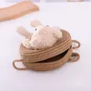 Chapéus de aba larga Kids Straw Hat Straw Bolsa de praia Bolsa à mão Pão para o jardim de infância férias de verão de verão