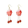 Studörhängen minoritet Tassel Flower Female Long Glass Design Temperament Online Celebrity Korean Fashion Ear smycken