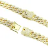 Хип -хоп -ожерелье для мужской золотой цепь заморожена кубинские цепи Chaoren 14 мм алмазной бриллиантовое колье для мужчин и женщин для мужчин и женщин