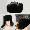 Beanieskull Caps冬の厚い男性のための暖かい爆撃機の帽子ファッションフェイクファーイヤーフラップキャップ