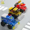Blokkeert Huiqibao 6in1 City Fire Car Police Truck Truck Crane Bouwstenen Tank helikopter bakstenen set speelgoed voor kinderen kinderen