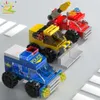 Blocks HUIQIBAO 6IN1 City Fire Car Police Truck Engineering Crane Building Blocks Tank Helicopter Bricks Set Toys for Children Kids