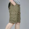 Shorts masculinos de verão shorts casuais de vários bolsos masculinos finos de cargo militar shorts táticos homens algodão de algodão solto casual calça curta 230417