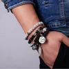 Charm Bracelets 4Pcs/set I Love You Wing Tassels Natural Stone Bracelet Set Multi Colors Fashion String Beads Lucky Bangles For Women Girl