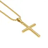 Anhänger Halsketten Unisex Kreuz Edelstahl Gold Farbe Halskette Herren und Damen Hip Hop Einfache kubanische Gliederkette Sweather