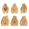 Dekorativa föremål Figurer Personlig familj Elefant Wood Elephant DIY Family Name Heart Puzzle Craft Figurer Desktop Table Ornament Dekoration 231117