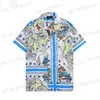 Camisas casuais masculinas 23SS Designer Button Up Print Bowling Shirt Hawaii Floral Casual Men Men Slim Fit Sleeve Dress Zar Camiseta T230417