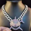 Big Size Shark Pendant Necklace For Men 6IX9INE Hip Hop Bling Jewelry With Iced Out Crystal Miami Cuban Chain fashion jewelry Y1222548