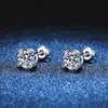Stud 2 Carat Moissanite Earrings Studs for Women Men Screw Thread Ear Stud 925 Solid Silver With White Gold Plated JewelryL231117