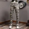 Hommes Jeans 2023 Mode Streetwear Pour Hommes Camouflage Militaire Pantalon Stretch Slim Fit Broderie Designer Hip Hop Pantalon Hombre