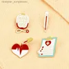 Pins Brooches Medical Enamel Pin Creative Doctor Stethoscope Electrocardiogram Thermometer Brooch Nursing Record Form Nurse Badge Jewelry GiftL231117