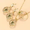 Wedding Jewelry Sets 10Colors Cubic Zirconia Women Accessories Gold Plated Olive Green Charm Bracelet And Ring 231116