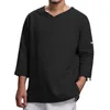 Camisas casuales de los hombres Sudadera con capucha de los hombres Camisa de moda con bolsillo Color sólido Blusa de manga larga con botones Ropa Para Hombres