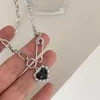 Pendentif colliers Nouveau petit coeur collier pour femmes noir cristal coeurs pendentif colliers cadeau mode y2k tour de cou chaînes cou bijoux Z0417