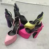 Scarpe eleganti 2023 Estate Nuova moda Piattaforma acqua Tacco spesso Punta a punta Raso Tacco alto Sfilata Scarpe singole da donna T231117