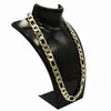 Collier Homme Finition Or 14 Carats Chaîne à Maillons Figaro Épais Hip Hop 24 12MM307S