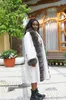 Mélanges de laine pour femmes JANEFUR manteau dames Long 2023 mode luxe réel fourrure garniture cachemire manteaux ceinture élégant naturel vêtements d'extérieur d'hiver 231116