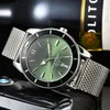 Men's quartz watch stainless steel strap blue green high-quality sapphire watch super bright Montreux luxury belt watches