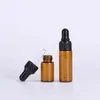 2 ml 3 ml 5 ml Mini Amber Glazen Druppelflesje Sample Container Essentiële Olie Parfum Tiny Draagbare Flessen wmvcw