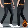 Calças de brim dos homens marca jeans inverno flanela estiramento alta qualidade jean calças casuais moda calças masculinas 231116