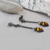 Brincos dangle Tribo água gota de pedra laranja vintage cor prata antiga gancho transversal longo para jóias femininas