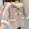 Coat Children's coat plain hooded wool coat winter jacket children's clothing 2-9 year old baby coat 231117