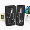 Present Wrap 2st Black Card Single Red Wine BAG Double Box Packaging Portable Handväska papper