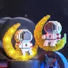 Blocks Toys Figure Astronaut Building Blocks Model Space Travel Man Moon Light Rose DIY Assembly Kids Children Love Gift Decorations