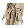 Damen Trenchcoats Damen Frühling Herbst Langer Mantel Khaki Abnehmbare Große Taschen Zweireiher Outwear
