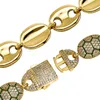 Hip Hop Cubic Zirconia Turtle Charms Armband Målad oljekaffe Bönor Handikraft smyckekedja kubansk is ut 18K guld cz diamant Persoaliserad miami present Bijoux