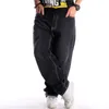 Jeans da uomo Uomo Baggy Hip-hop Skateboard Denim allentato Street Dance Hip Hop Rap Maschio Nero Pantaloni oversize Taglia 30-46