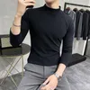 Mäns T-skjortor Autumn Winter Fleece Shirt för män Asiatisk storlek Halva Turtleneck långärmad Slim Fit Mens Basic T-shirts Camisetas Hombre M-3XL