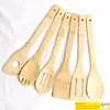 Bamboo Spoon Spatula 6 Styles Portable Wooden Utensil Kitchen Cooking Turners Slotted Mixing Holder