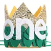 Decorazione per feste 1 ° Tema della giungla Corona Foglia Safari Decorazioni per un buon compleanno Decorazioni per bambini nella foresta Striscione decorativo per bambini di 1 anno