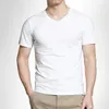 Camisetas masculinas de camiseta fina de camiseta de verão elegante cara simples decote em v alongamento de tesouras sólidas roupas de camiseta casual homem