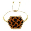 Strand Rice Bead Armband Personlig leopardtryck Hexagonal trendig minimalistisk handvävd justerbar bohemsk pärlor